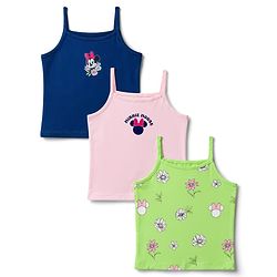 Pine Kids Disney Single Jersey Knit Sleeveless Slips with Minnie Mouse Print Pack of 3-  Blue Pink & Green