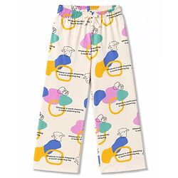 Pine Kids Cotton Knit Half Sleeves T-Shirt & Pyjama Co Ords Night Suit Text Print - Yellow