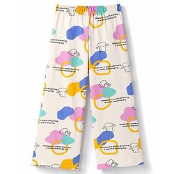 Pine Kids Cotton Knit Half Sleeves T-Shirt & Pyjama Co Ords Night Suit Text Print - Yellow