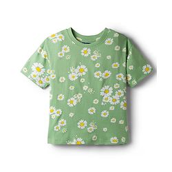 Pine Kids Cotton Knit Half Sleeves T-Shirt & Pyjama Co Ords Night Suit Floral Print - Green