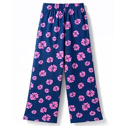 Pine Kids Cotton Knit Half Sleeves Co-Ords Shirt & Pajama Night Suit with Floral Print - Navy