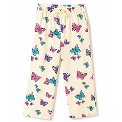 Pine Kids Cotton Knit Half Sleeves Butterfly Printed T-Shirt & Pajama Night Suit - Yellow