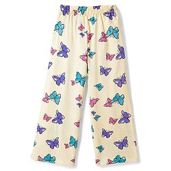 Pine Kids Cotton Knit Half Sleeves Butterfly Printed T-Shirt & Pajama Night Suit - Yellow