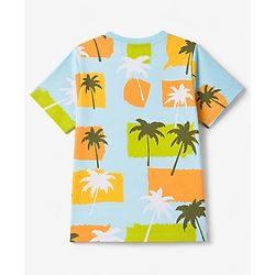Pine Kids Cotton Knit Half Sleeves T-Shirt & Shorts Night Suit With Tropical & Text Print - Green