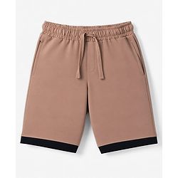 Pine Kids Cotton Knit Half Sleeves T-Shirt & Shorts Night Suit With Text Print - Brown