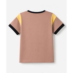 Pine Kids Cotton Knit Half Sleeves T-Shirt & Shorts Night Suit With Text Print - Brown