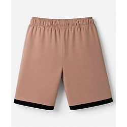 Pine Kids Cotton Knit Half Sleeves T-Shirt & Shorts Night Suit With Text Print - Brown