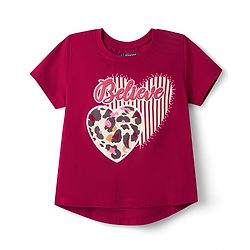 Pine Kids Cotton Knit Half Sleeves T-Shirt & Shorts Night Suit with Heart & Believe Print - Wine