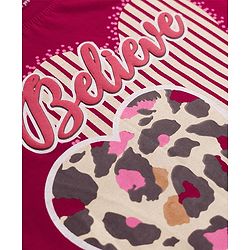 Pine Kids Cotton Knit Half Sleeves T-Shirt & Shorts Night Suit with Heart & Believe Print - Wine