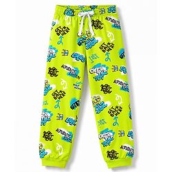 Pine Kids Cotton Knit Half Sleeves Co-Ords T-Shirt & Pajama Night Suit with Text Print - Neon Green