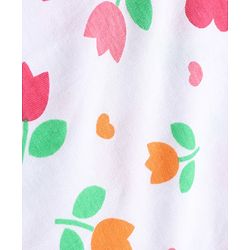 Pine Kids Cotton Knit Half Sleeves Co-Ords T-Shirt & Pyjama Night Suit with Butterfly & Floral Print - White
