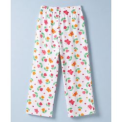 Pine Kids Cotton Knit Half Sleeves Co-Ords T-Shirt & Pyjama Night Suit with Butterfly & Floral Print - White