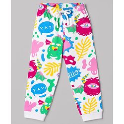 Pine Kids Cotton Knit Half Sleeves T-Shirt & Pyjama Night Suit Co-ords With Text Print - White