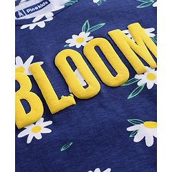 Pine Kids Cotton Knit Half Sleeves Top & Pyjama Night Suit  With Floral Print - Navy Blue