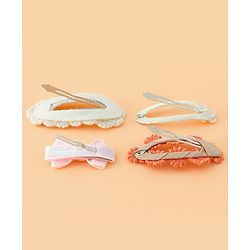 Pine Kids Hair Pins And Clips with Bow and Floral Applique Pack of 10 - Yellow