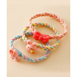 Pine Kids Colorful Knot and Fancy Loop Hair Rubber Bands - Pink & Blue