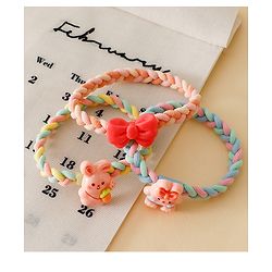 Pine Kids Colorful Knot and Fancy Loop Hair Rubber Bands - Pink & Blue