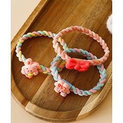 Pine Kids Colorful Knot and Fancy Loop Hair Rubber Bands - Pink & Blue