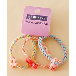 Pine Kids Colorful Knot and Fancy Loop Hair Rubber Bands - Pink & Blue