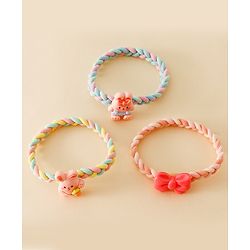 Pine Kids Colorful Knot and Fancy Loop Hair Rubber Bands - Pink & Blue