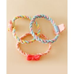 Pine Kids Colorful Knot and Fancy Loop Hair Rubber Bands - Pink & Blue