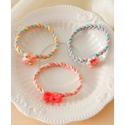 Pine Kids Colorful Knot and Fancy Loop Hair Rubber Bands - Pink & Blue