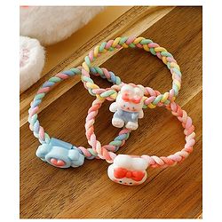 Pine Kids Colorful Knot and Fancy Loop Hair Rubber Bands - Pink & Blue