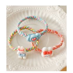 Pine Kids Colorful Knot and Fancy Loop Hair Rubber Bands - Pink & Blue