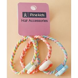 Pine Kids Colorful Knot and Fancy Loop Hair Rubber Bands - Pink & Blue