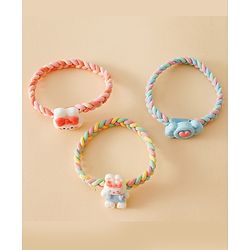 Pine Kids Colorful Knot and Fancy Loop Hair Rubber Bands - Pink & Blue