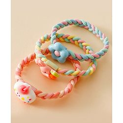 Pine Kids Colorful Knot and Fancy Loop Hair Rubber Bands - Pink & Blue
