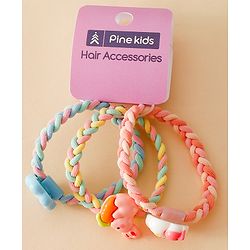 Pine Kids Colorful Knot and Fancy Loop Hair Rubber Bands - Pink & Blue