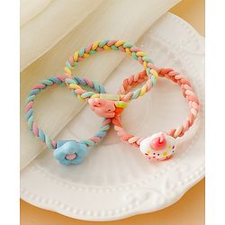 Pine Kids Colorful Knot and Fancy Loop Hair Rubber Bands - Pink & Blue