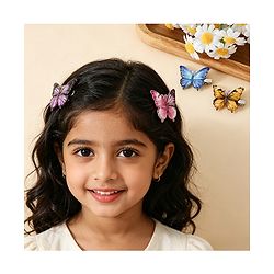 Pine Kids Bow & Butterfly Hair Clips - Blue & Pink