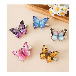Pine Kids Bow & Butterfly Hair Clips - Blue & Pink