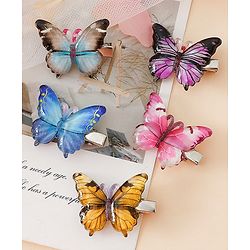 Pine Kids Bow & Butterfly Hair Clips - Blue & Pink