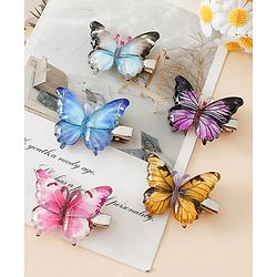 Pine Kids Bow & Butterfly Hair Clips - Blue & Pink