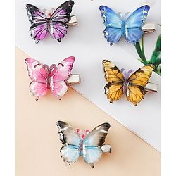 Pine Kids Bow & Butterfly Hair Clips - Blue & Pink