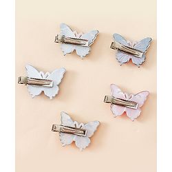 Pine Kids Bow & Butterfly Hair Clips - Blue & Pink