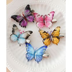 Pine Kids Bow & Butterfly Hair Clips - Blue & Pink