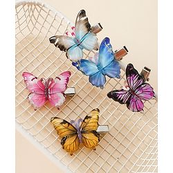 Pine Kids Bow & Butterfly Hair Clips - Blue & Pink