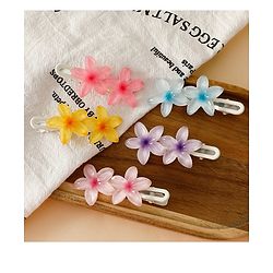 Pine Kids Cute Blossom Hair Clips - PInk & Purple