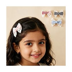 Pine Kids Bow & Butterfly Clips - Blue & Red