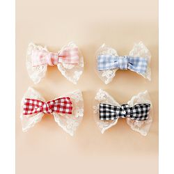 Pine Kids Bow & Butterfly Clips - Blue & Red