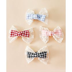 Pine Kids Bow & Butterfly Clips - Blue & Red