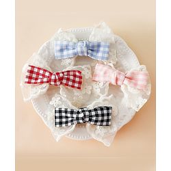 Pine Kids Bow & Butterfly Clips - Blue & Red