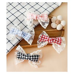 Pine Kids Bow & Butterfly Clips - Blue & Red