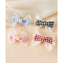 Pine Kids Bow & Butterfly Clips - Blue & Red
