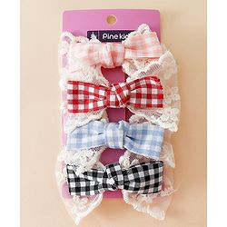 Pine Kids Bow & Butterfly Clips - Blue & Red