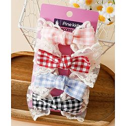 Pine Kids Bow & Butterfly Clips - Blue & Red